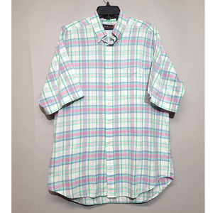 F.A. MacCluer Summer Cotton Short Sleeve Button Down Plaid Shirt Large